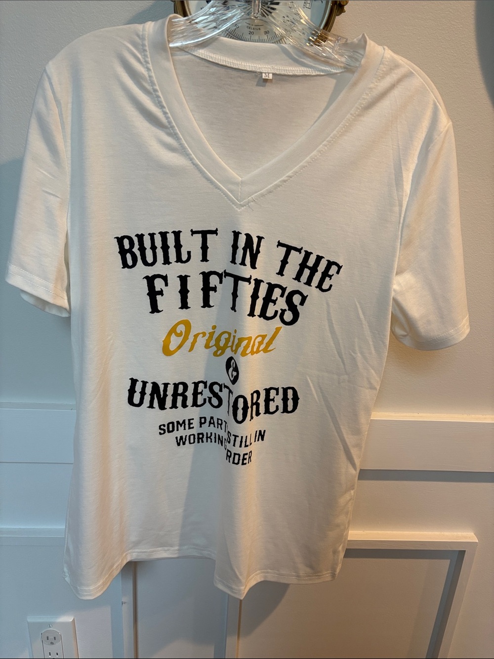 V-Neck Tee with 'Built in the Fifties' Graphic